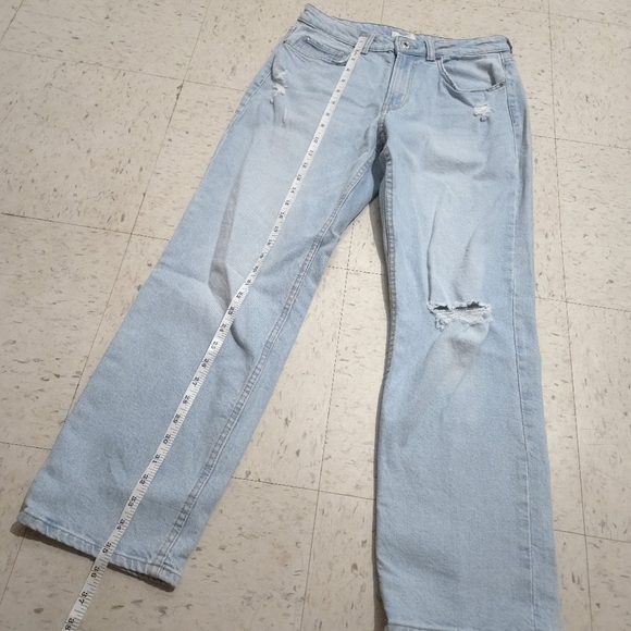 H&M | Light Blue Distressed Straight Leg Jeans - Picture 9 of 10
